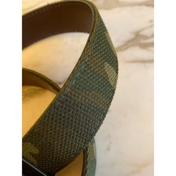 Green Camouflage Canvas Reversible Brown Leather Back Belt Size XL - Picture 3 of 5